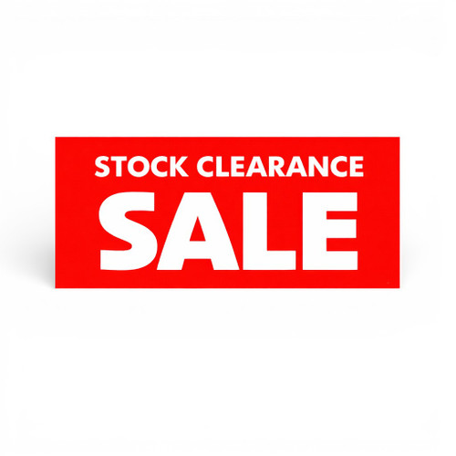 Stock Clearance Sale Window Poster 75x30cm, printed product shown on a white background, balanced, centred square layout