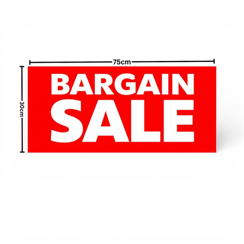 Bargain Sale Window Poster 75x30cm – Red Retail Sign, Easy Hang