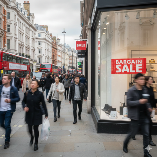Bargain Sale Window Poster 75x30cm – Red Retail Sign, Easy Hang