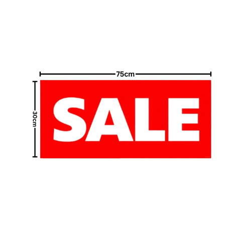 Red Sale Window Poster 75x30cm – Red Retail Sale Sign, Easy Hang