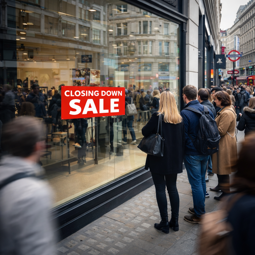 Closing Down Sale Window Poster 75x30cm – Red Retail Sale Sign, Easy Hang