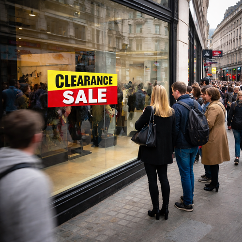 Clearance Sale Window Poster 75x30cm Multi-Colour Retail Sign Easy Hang