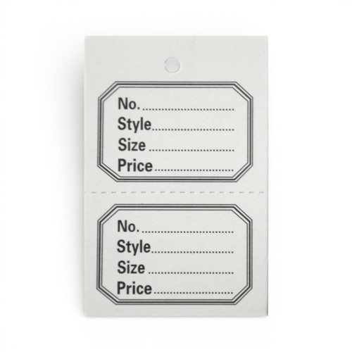 1000 Unstrung Perforated Stock Tickets 41x63mm White Swing Tags for Tagging Guns