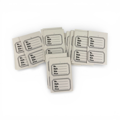 1000 Unstrung Perforated Stock Tickets 41x63mm White Swing Tags for Tagging Guns