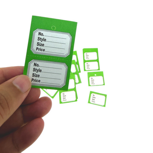 1000 Unstrung Perforated Stock Tickets 41x63mm Green Swing Tags for Tagging Guns