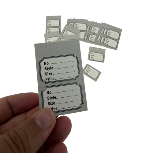 1000 Unstrung Perforated Stock Tickets 41x63mm Silver Swing Tags for Tagging Guns, evenly lit product image