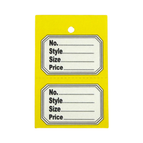 1000 Unstrung Perforated Stock Tickets 41x63mm Yellow Swing Tags for Tagging Gun
