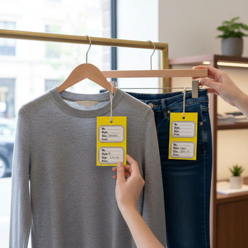 1000 Unstrung Perforated Stock Tickets 41x63mm Yellow Swing Tags for Tagging Gun