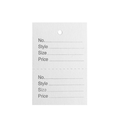 1000 Unstrung Perforated Stock Tickets 41x63mm White, Swing Tags for Tagging Gun