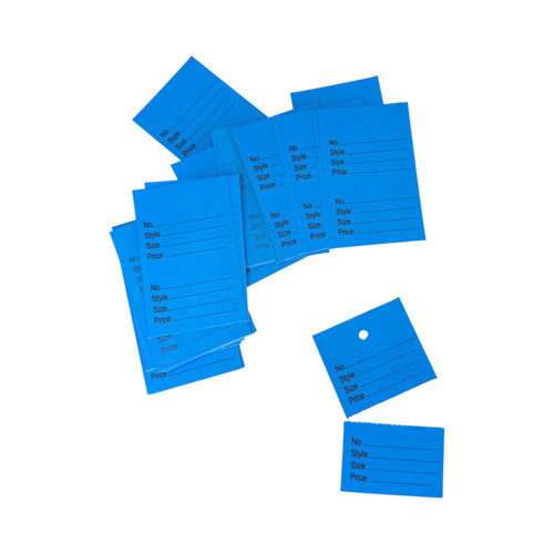 1000 Unstrung Perforated Stock Tickets 41x63mm Blue, Swing Tags for Tagging Guns, product shown on a white background, full-height product photograph
