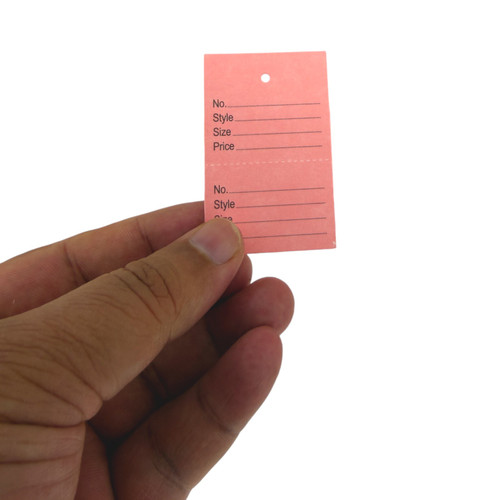 1000 Unstrung Perforated Stock Tickets 41x63mm Pink, Swing Tags for Tagging Guns