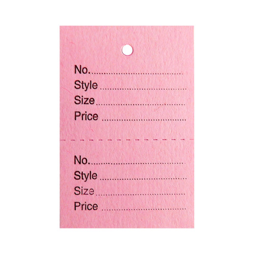 1000 Unstrung Perforated Stock Tickets 41x63mm Pink, Swing Tags for Tagging Guns