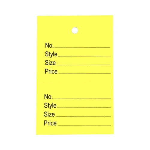 1000 Unstrung Perforated Stock Tickets 41x63mm Yellow,Swing Tags for Tagging Gun, product shown on a white background