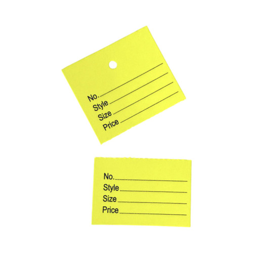 1000 Unstrung Perforated Stock Tickets 41x63mm Yellow,Swing Tags for Tagging Gun