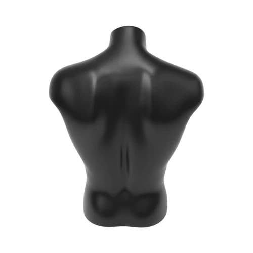 Black Male Torso Bust Mannequin Upper Half Body Display for T-Shirts Jumpers etc, full-height product view on a white background, evenly lit product image