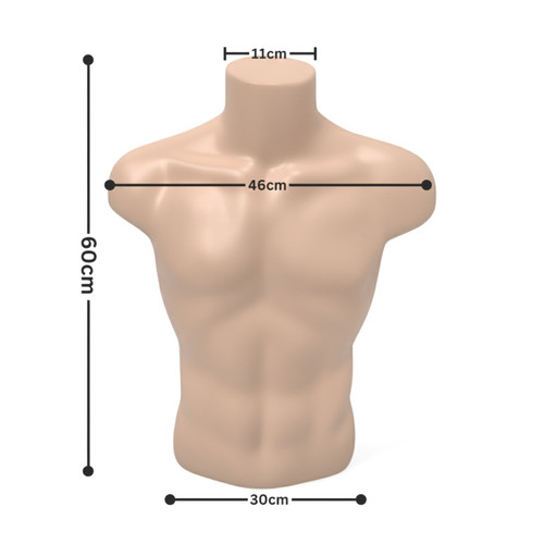 Skin Male Torso Bust Mannequin Upper Half Body Display for T-Shirts Jumpers etc (3)