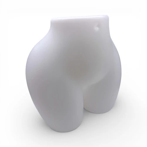 White Plastic Curvy BBL Hips Female Underwear Display Mannequin Torso Dummy Form, full-height product view on a white background, balanced, centred square layout