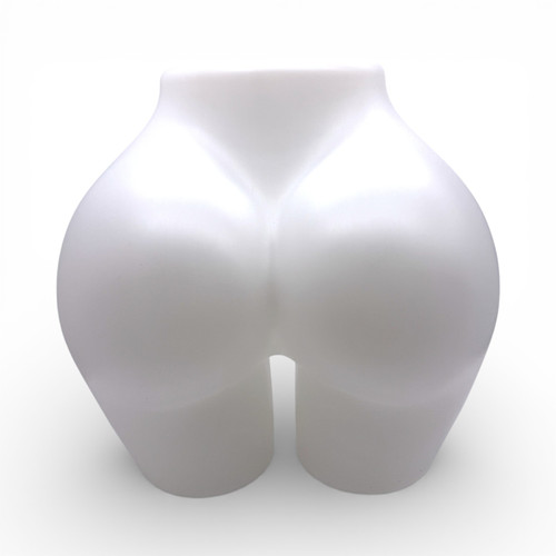 White Plastic Curvy BBL Hips Female Underwear Display Mannequin Torso Dummy Form, close product view on a white background