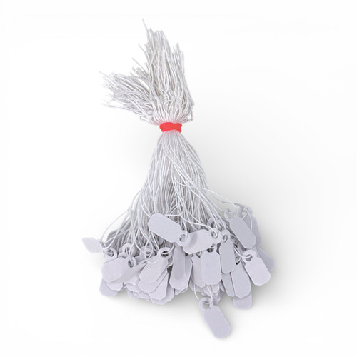 White Strung Parcel Tags with Cotton String, product shown on a white background, brightly lit product image