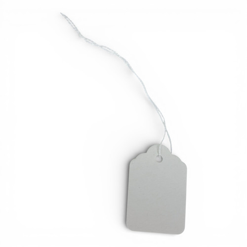 White Strung Parcel Tags with Cotton String, product shown on a white background