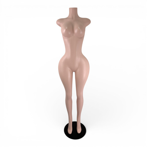 Metal Base Brazilian Female Mannequin, base detail on a white background