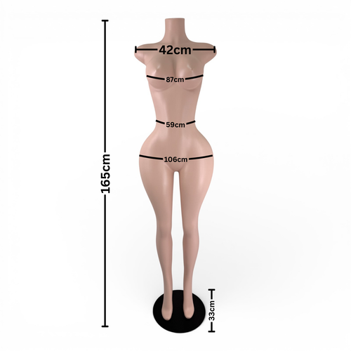 Metal Base Brazilian Female Mannequin, full-height product view on a white background