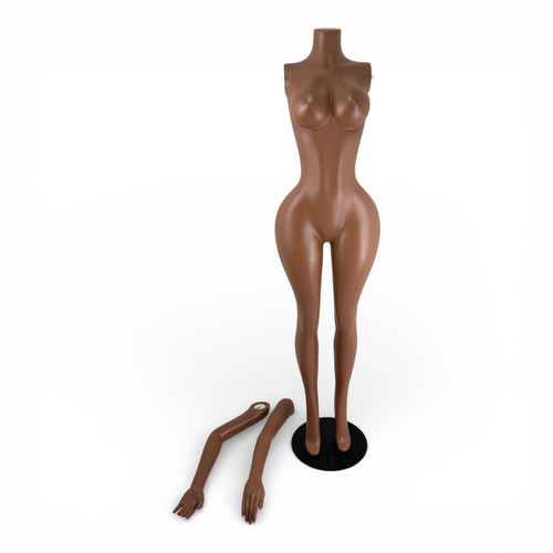 Metal Base Brazilian Female Mannequin – Brown, Durable Plastic Display