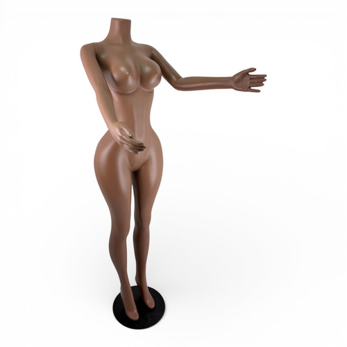 Metal Base Brazilian Female Mannequin – Brown, Durable Plastic Display