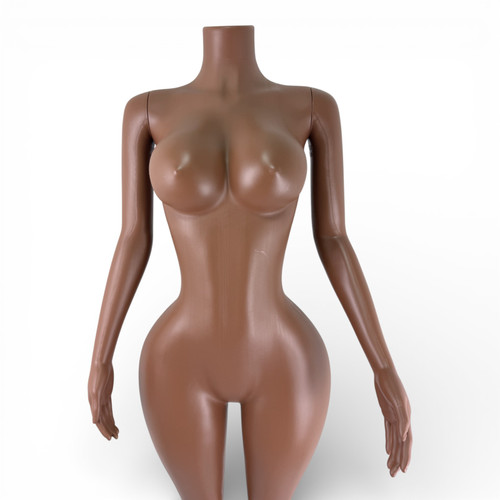 Metal Base Brazilian Female Mannequin, base detail on a white background, full-height product photograph