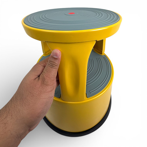Yellow Steel Kick Step Stool Non-Slip Portable for Home Office Warehouse
