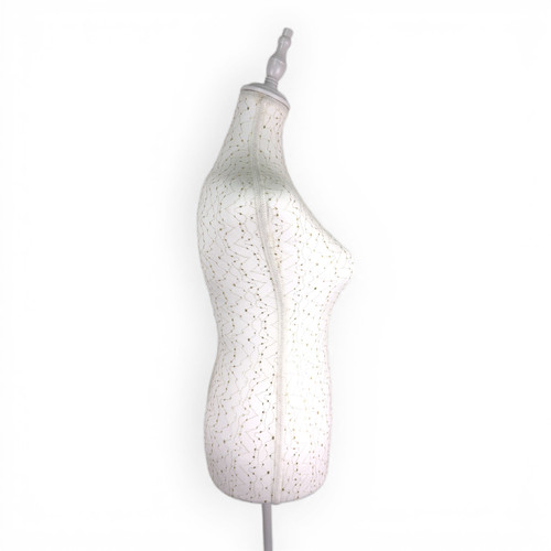 White Lace Female Mannequin Torso with Adjustable Tripod Stand, full-height product view on a white background, gallery image 13 of 14