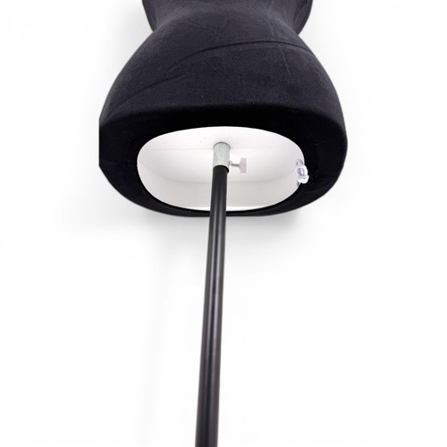 Black Velvet Female Mannequin Torso with Adjustable Wooden Stand, full-height product view on a white background, gallery image 8 of 15