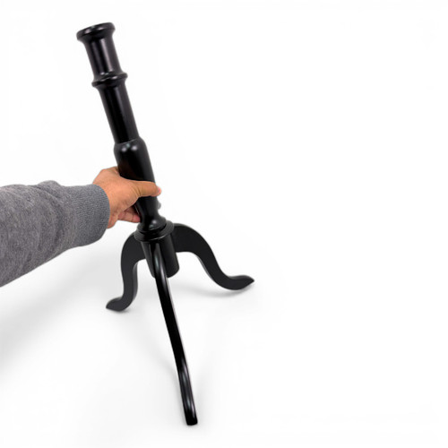 Black Velvet Female Mannequin Torso with Adjustable Wooden Stand, full-height product view on a white background, balanced, left-balanced square layout