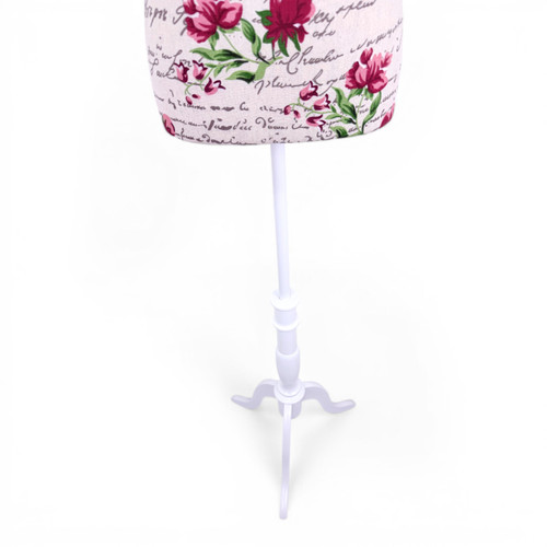 Red Floral Female Mannequin Torso with Adjustable Wooden Stand