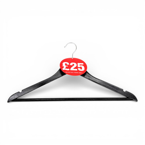 £25 Round Hanger Tickets 100mm Red Sale Tags “Selected Items Only” (Pack of 100)