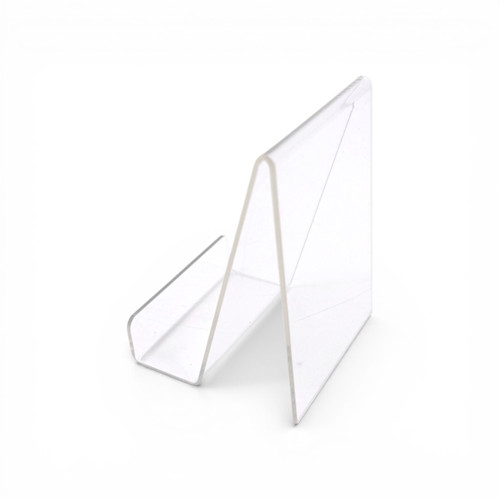 Clear Acrylic Mobile Display Stand Easel with Lip for Books Menus Brochures, product shown on a white background, gallery image 13 of 14