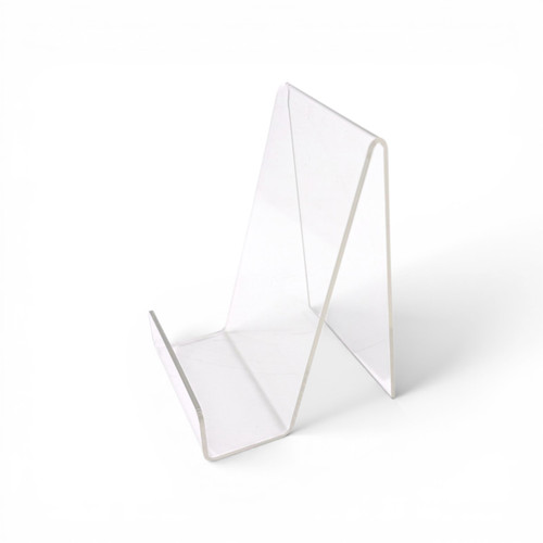 Clear Acrylic Mobile Display Stand Easel with Lip for Books Menus Brochures, product shown on a white background, gallery image 12 of 14