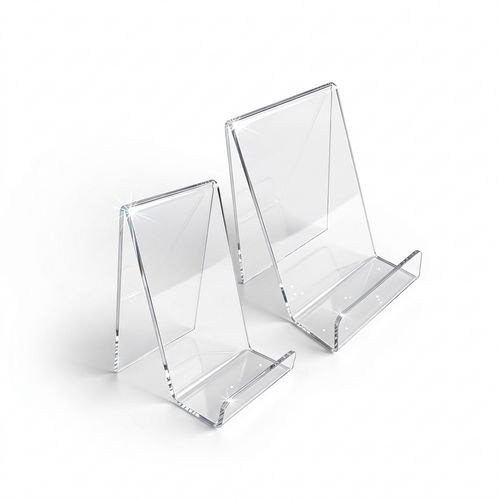 Clear Acrylic Mobile Display Stand Easel with Lip for Books Menus Brochures