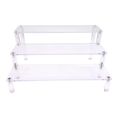 3 Tier Clear Acrylic Display Riser Stand for Jewellery Cosmetics Cupcakes, product shown on a white background