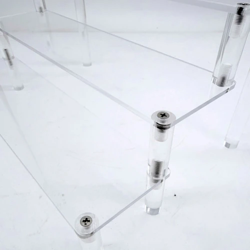 3 Tier Clear Acrylic Display Riser Stand for Jewellery Cosmetics Cupcakes, product shown against a coloured background, standard product photograph