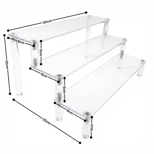 3 Tier Clear Acrylic Display Riser Stand for Jewellery Cosmetics Cupcakes