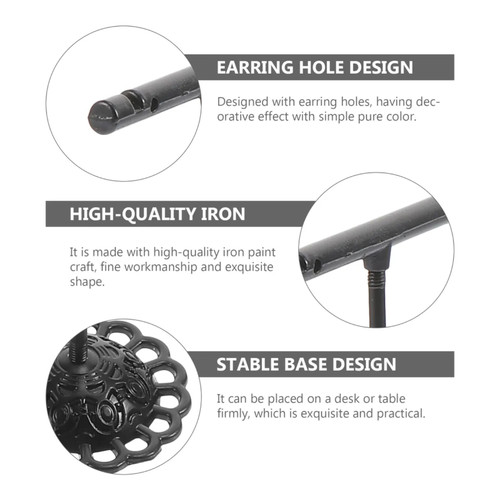 3 Piece Black T Bar Jewelry Display Stand Set for Necklaces Bracelets