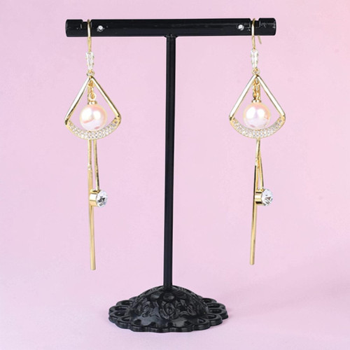 3 Piece Black T Bar Jewelry Display Stand Set for Necklaces Bracelets, full-height product view against a light background