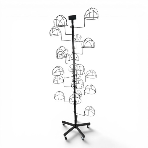 Heavy Duty Freestanding Hat Display Rack with Wheels 20 Cap Holders