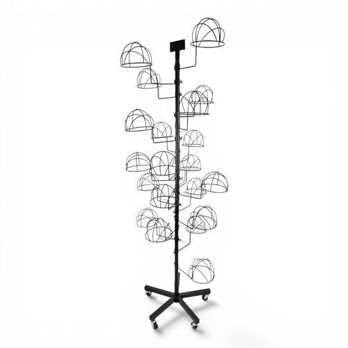 Heavy Duty Freestanding Hat Display Rack with Wheels 20 Cap Holders