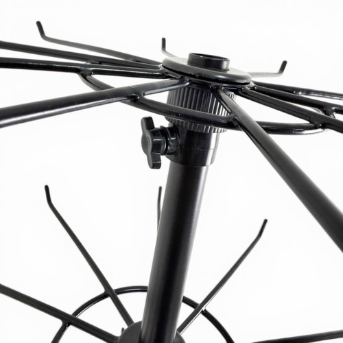 7 Tier Rotating Retail Display Rack with Wheels, Adjustable Black Stand