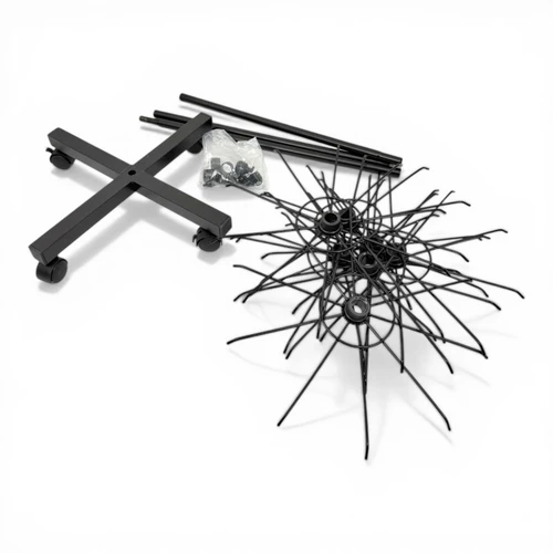7 Tier Rotating Retail Display Rack with Wheels, Adjustable Black Stand, product shown on a white background