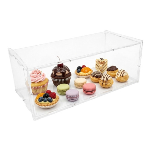 1 Tier Acrylic Bakery Display Case Stand for Cakes Cupcakes Donuts Clear