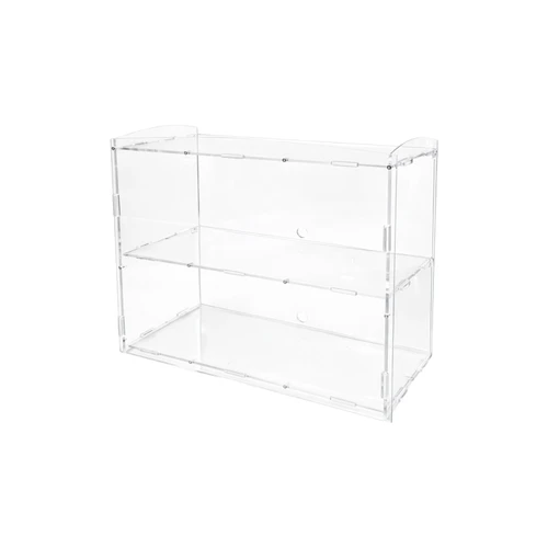 2 Tier Acrylic Bakery Display Case Stand for Cakes Cupcakes Vapes Clear, product shown on a white background, brightly lit product image