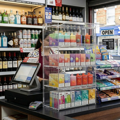 4 Tier Acrylic Bakery Display Case Stand for Cakes Cupcakes Vapes Clear